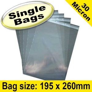 EzePack, Cello Bag, with re-seal flaps, Size 195 x 260mm