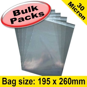 EzePack, Cello Bag, with re-seal flaps, Size 195 x 260mm - 1,000 pack