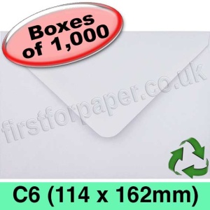 EcoCycle Recycled Envelope, C6 (114 x 162mm), White - 1,000 Envelopes