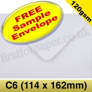 Sample Vulcan, Premium Gummed Greetings Card Envelope, 120gsm, C6 (114 x 162mm), White