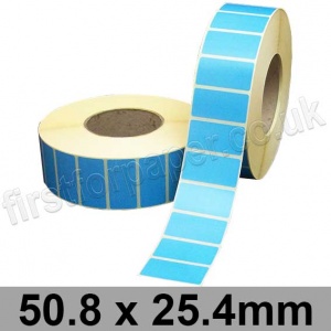 Blue Semi-Gloss, Self Adhesive Labels, 50.8 x 25.4mm, Permanent Adhesive - Roll of 5,000