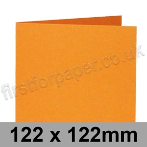 Rapid Colour Card, Pre-creased, Single Fold Cards, 240gsm, 122mm Square, Tiger Orange
