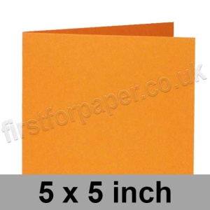 Rapid Colour Card, Pre-creased, Single Fold Cards, 240gsm, 127 x 127mm (5 x 5 inch), Tiger Orange