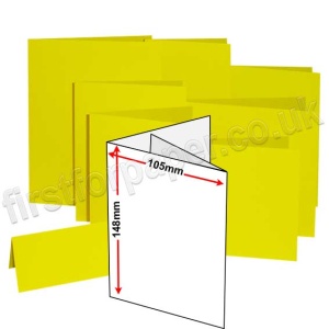 Rapid Colour, Pre-creased, Two Fold (3 Panels) Cards, 240gsm, 105 x 148mm (A6), Cosmos Yellow