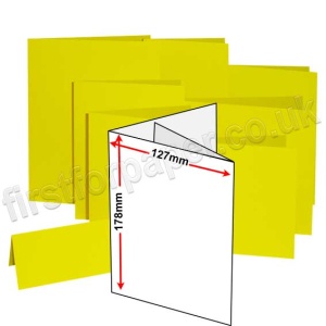 Rapid Colour, Pre-creased, Two Fold (3 Panels) Cards, 240gsm, 127 x 178mm (5 x 7 inch), Cosmos Yellow