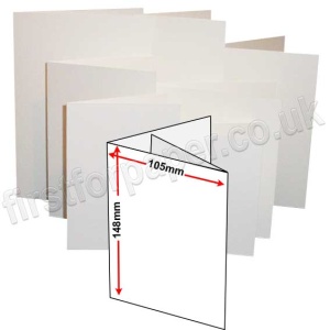 Zeta Hammer Texture, Pre-creased, Two Fold Cards (3 panels), 350gsm, 105 x 148mm (A6), Brilliant White